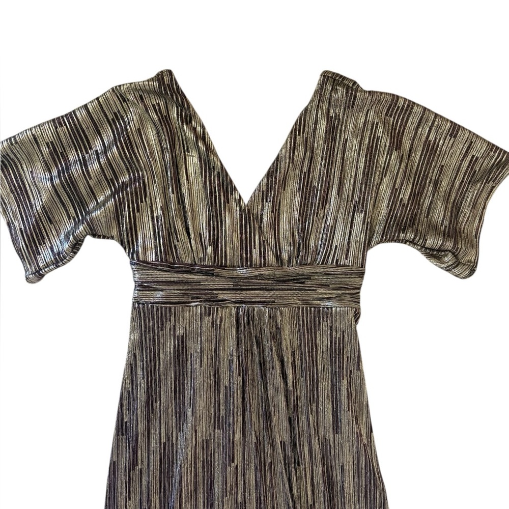 Lily Pulitzer Parigi Elbow Sleeve Maxi DRESS Metallic Rope Berry Crinkle Size L - Picture 13 of 13